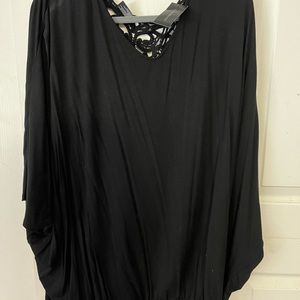 Lane Bryant 22/24 Black short sleeve, elastic bottom, lace detail back, new, tag